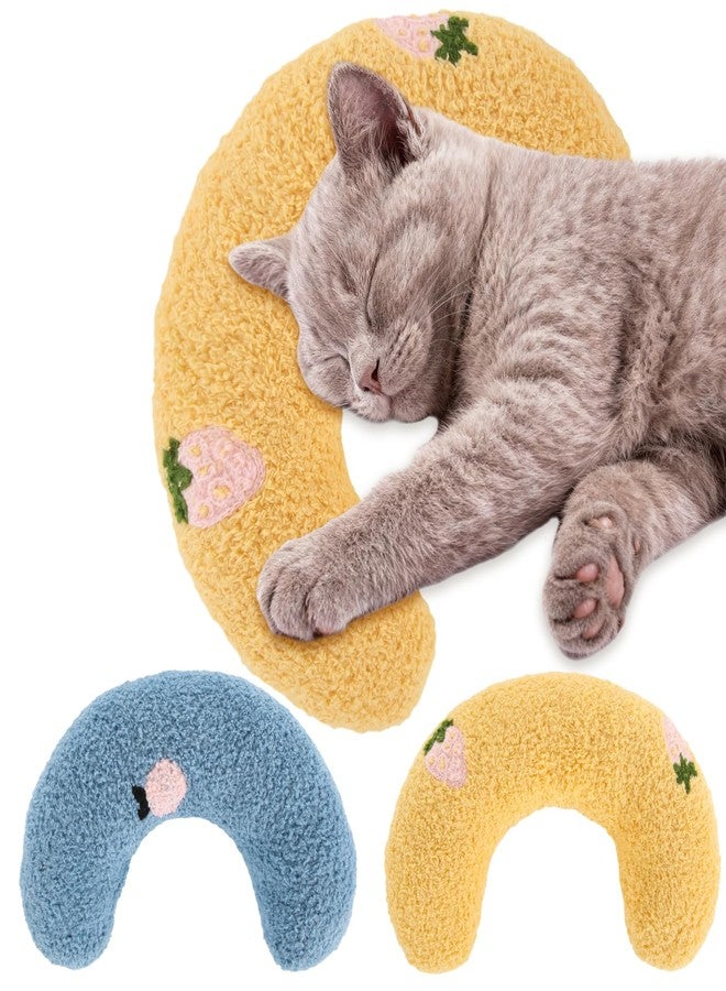 Novabright 2 Pcs Cat Calming Pillow for Indoor Pets Little Pillow for Cats Soft Fluffy Cat Dog Toy C Shaped Pet Neck Pillows Half Donut Cuddler for Kitten Puppy Guinea Pig Chinchilla Anxiety Relief - Image 1